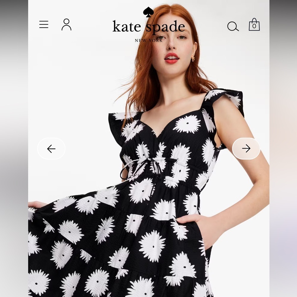 Kate Spade Pom Pom Floral Smocked Dress XXL Like New - Picture 8 of 14